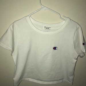 White Champion Crop-Top Tee